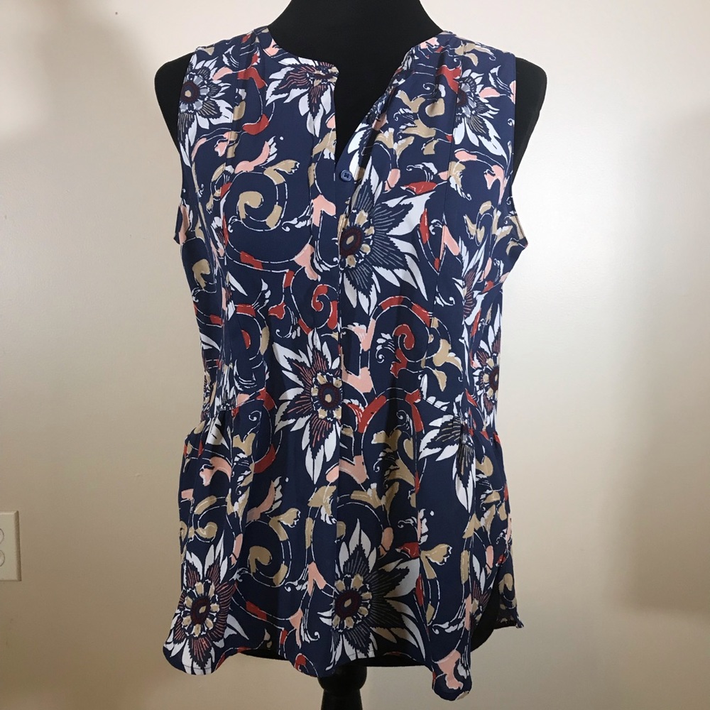 LOFT button up floral tank top
